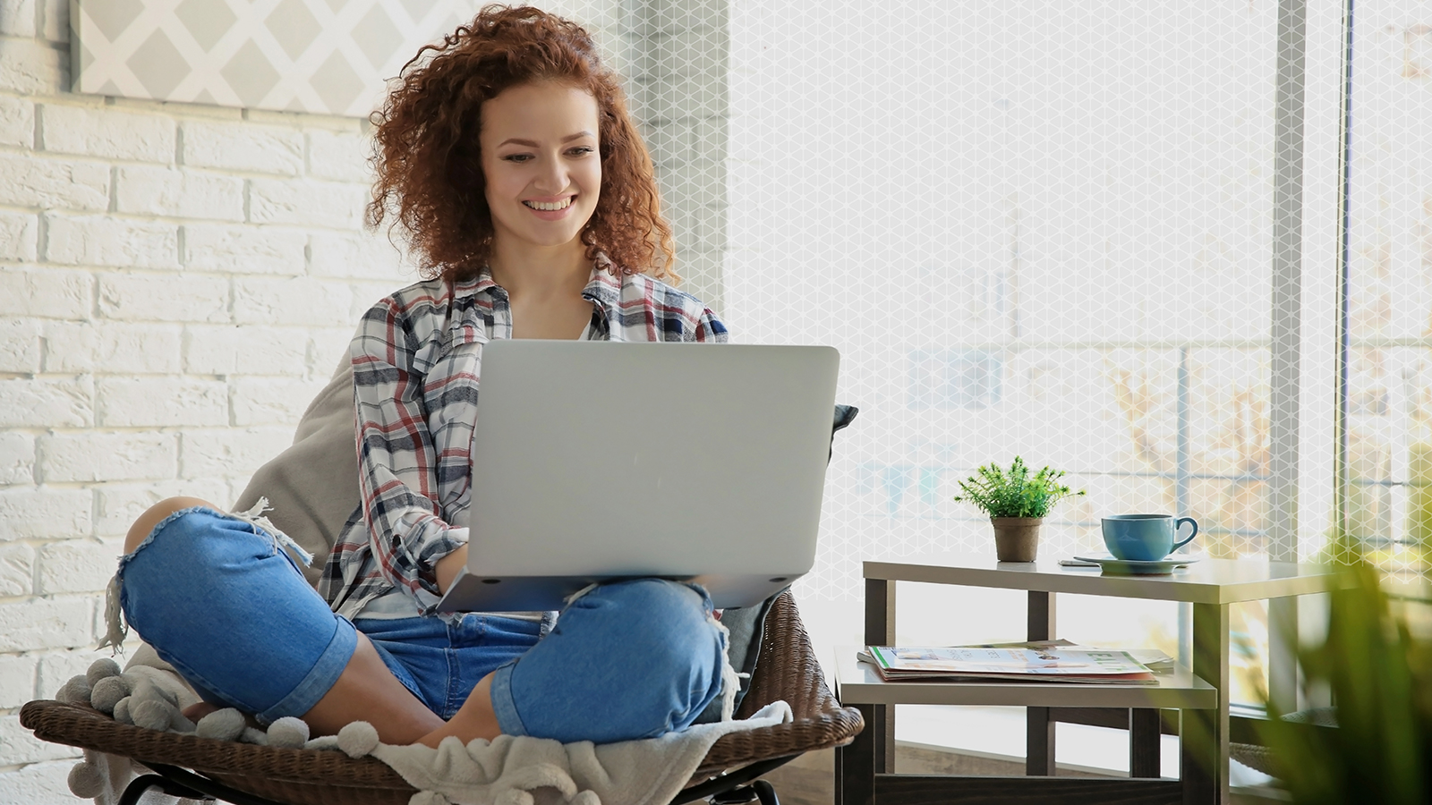 Woman working with her laptop