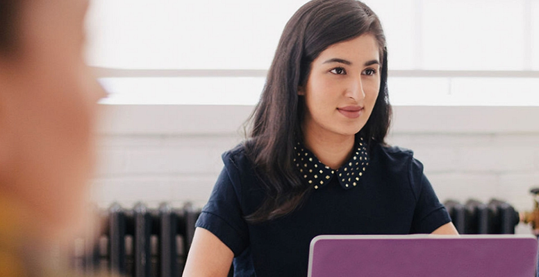 Woman working with her laptop