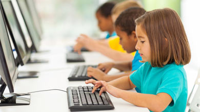 Students working on computers