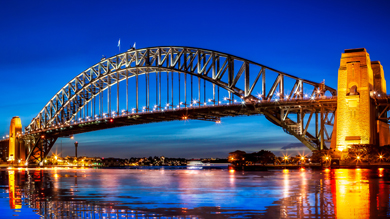 Night view of a bridge