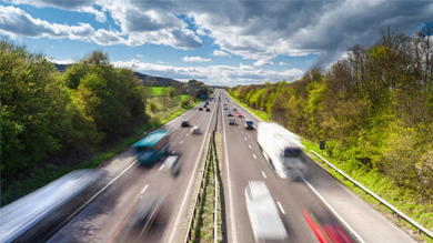The busy traffic in the highway